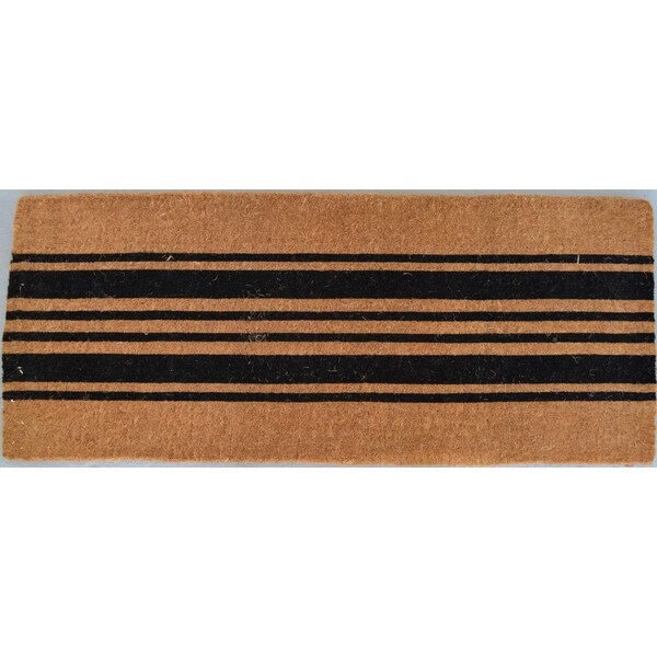 Imports Decor Black & Natural Stripes Hand Woven Printed Door Mats 670TCM-XL - main